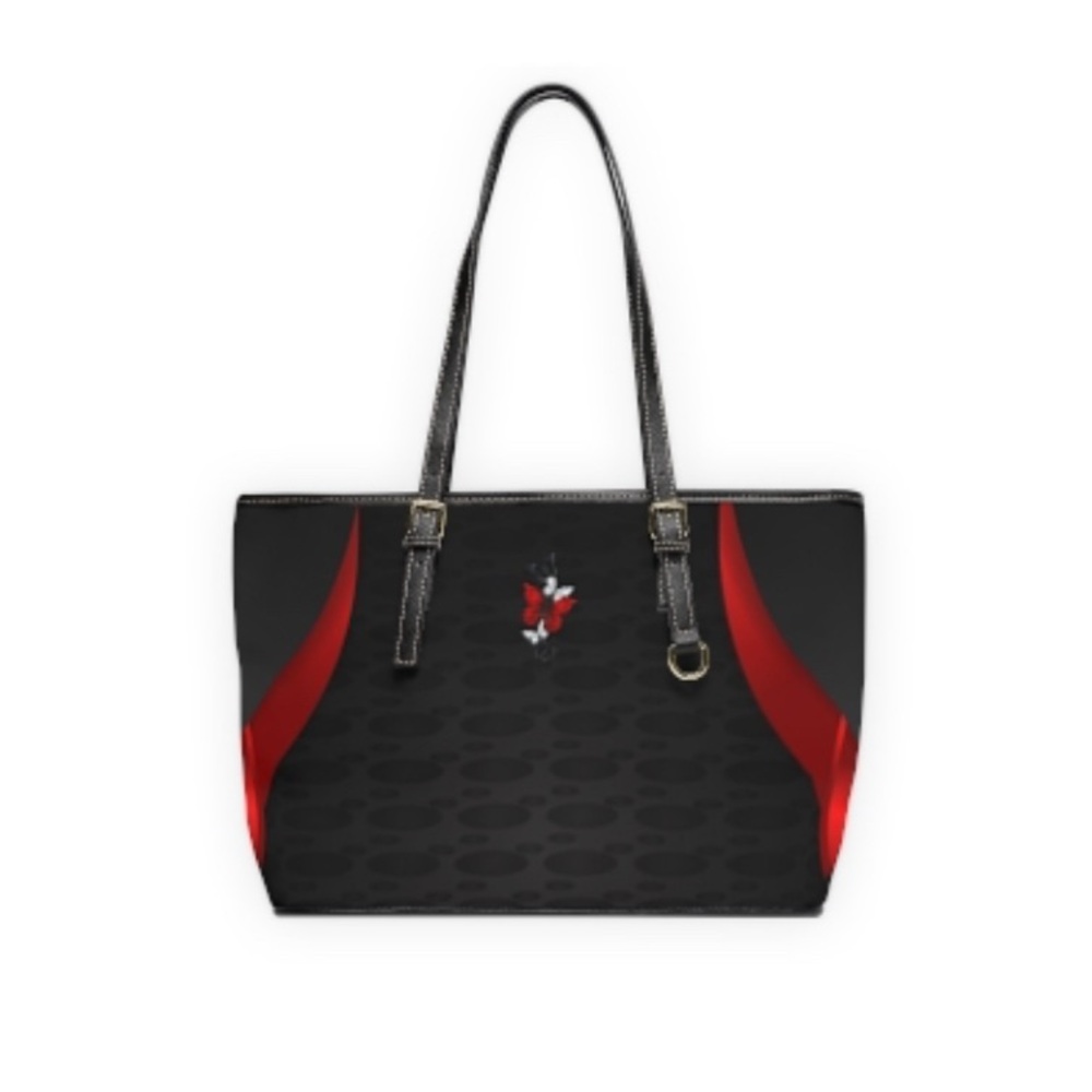 Sophisticated Black and Red Structured Tote